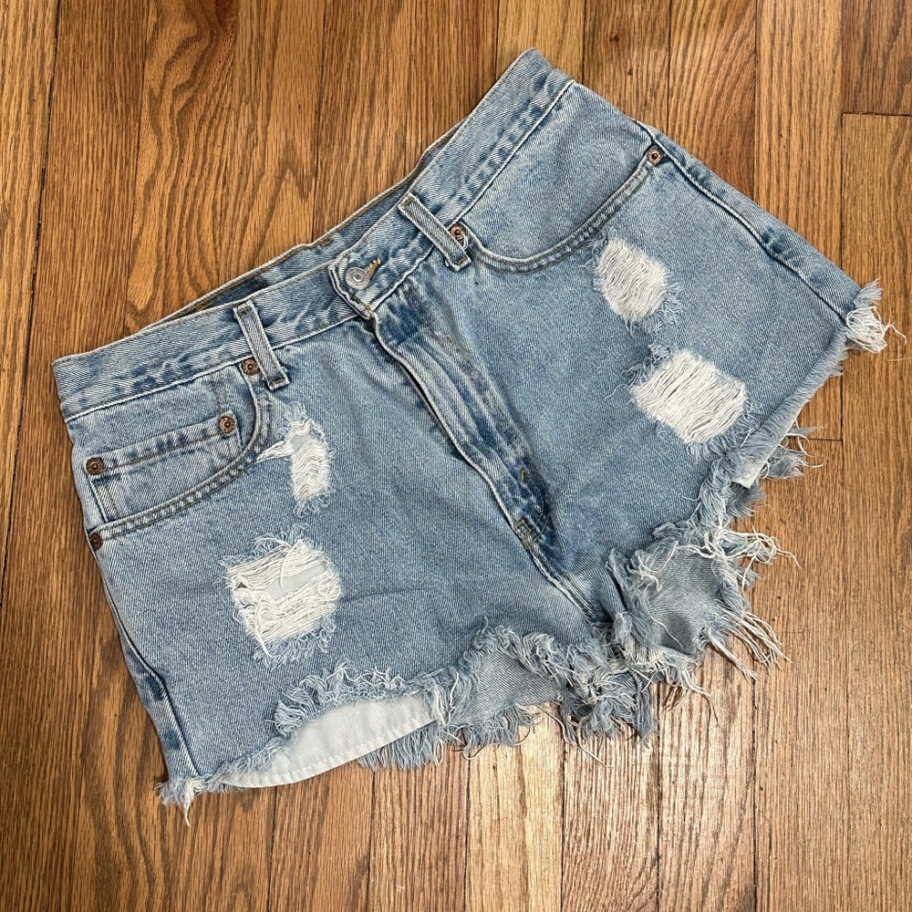 Levi’s 505 High Waisted Super Cut Off Jean Shorts